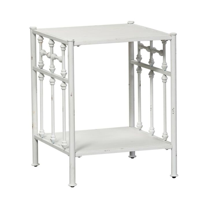 Starlight Canyon Home Metal Nightstand - Antique White, Small Metal Side Table For Bedroom