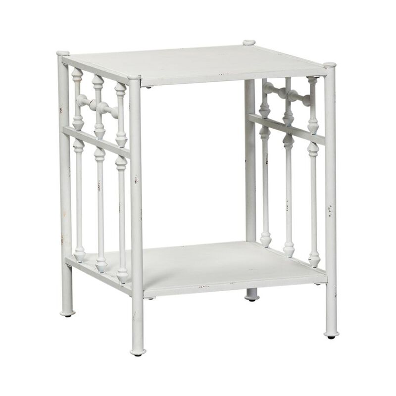 Starlight Canyon Home Metal Nightstand - Antique White, Small Metal Side Table For Bedroom
