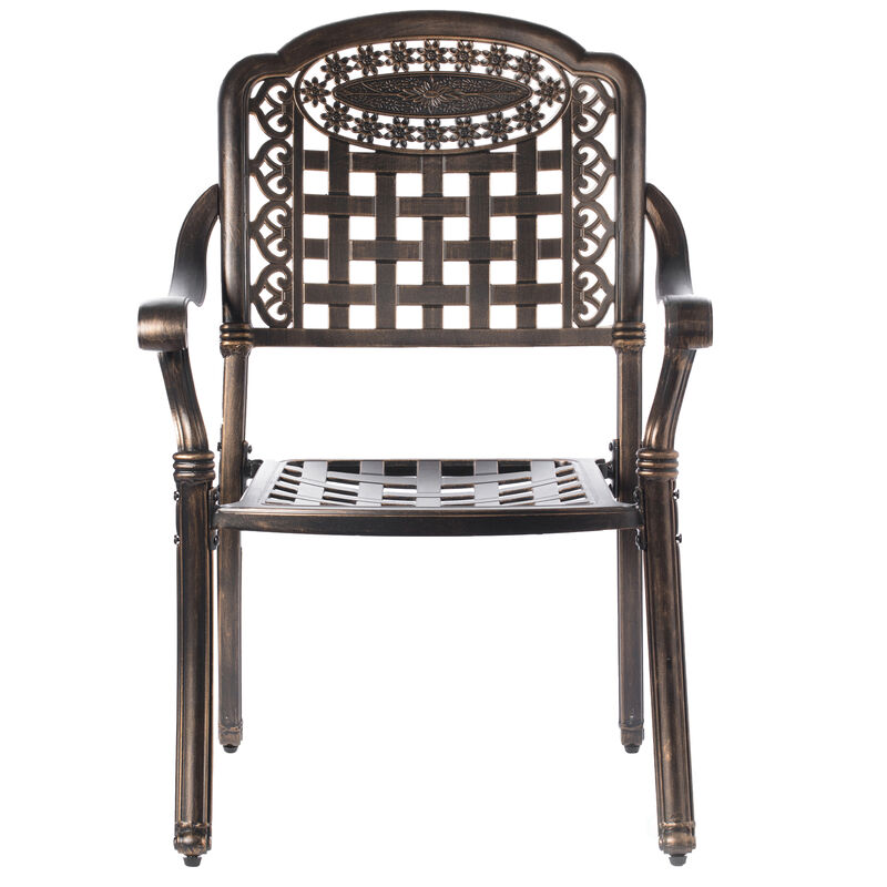 Indoor and Outdoor Bronze Dinning Set 2 Chairs Cast Aluminum.