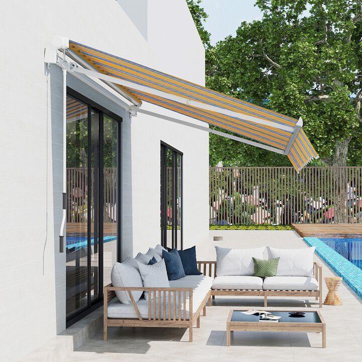 Mixed Color Shade: 8'x7' Manual Retractable Patio Sun Awning