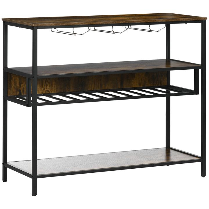 Rustic Brown Wine Storage: Vintage Industrial 11-Bottle Cabinet