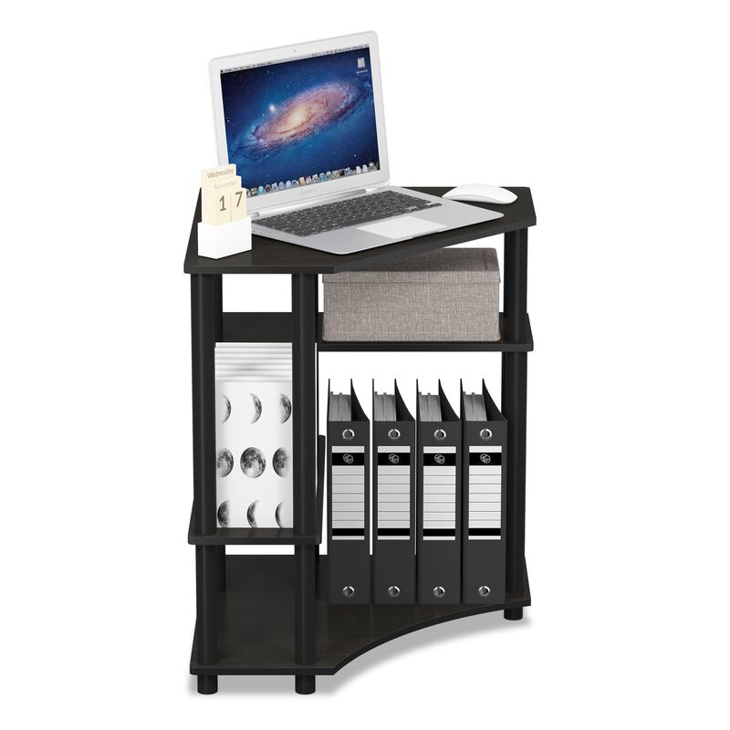 Furinno Furinno Turn-N-Tube Space Saving Corner Desk with Shelves, Espresso/Black 16098EX/BK