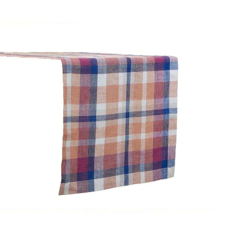 Solino Home 100% Pure Linen Table Runner 14 x 120 Inch | Fall Flavors Madras