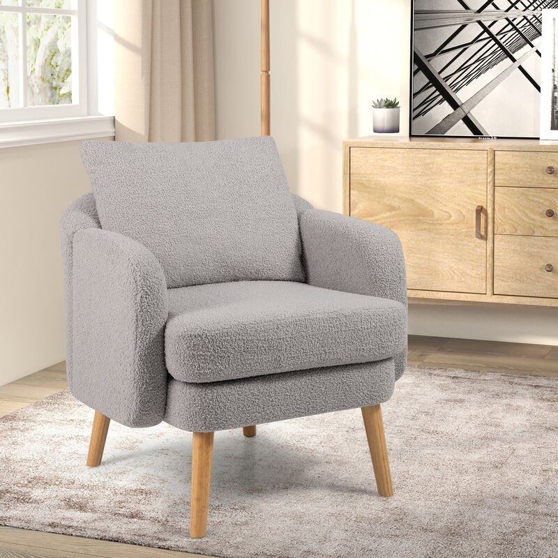 Sherpa Accent Chair with Seat Cushion for Modern and Comfortable Living Room Seating