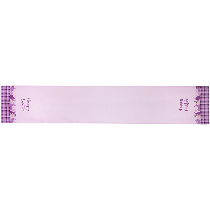 72" Pastel Purple "Happy Easter" Plaid Table Runner