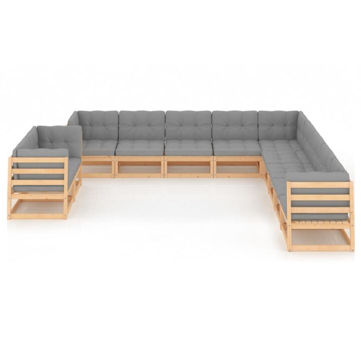 vidaXL 11 Piece Garden Lounge Set with Cushions Solid Pinewood