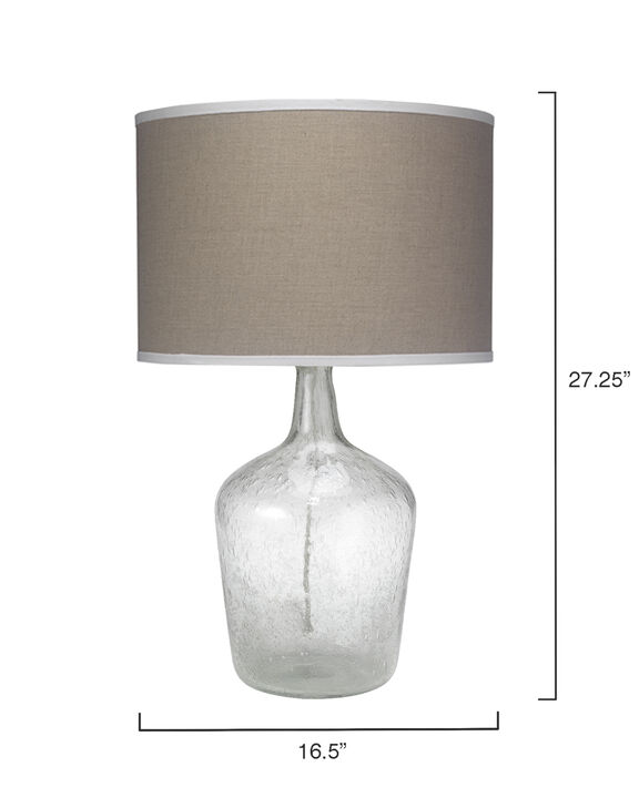 Plum Jar Glass Table Lamp, Trimmed Linen Drum Shade