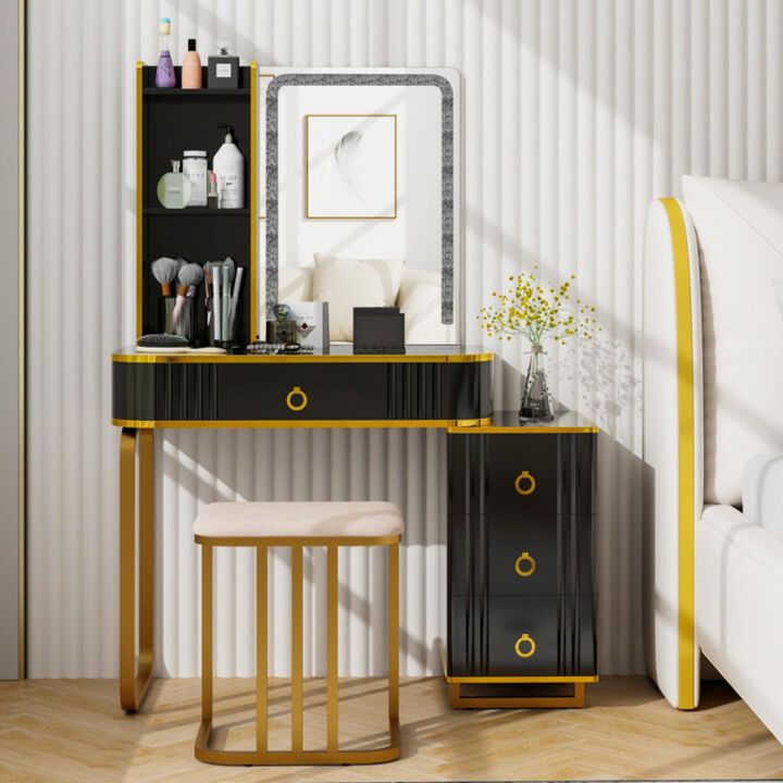 Hivvago Vanity Table Set with RGB LED Lights and Wireless Charging Station