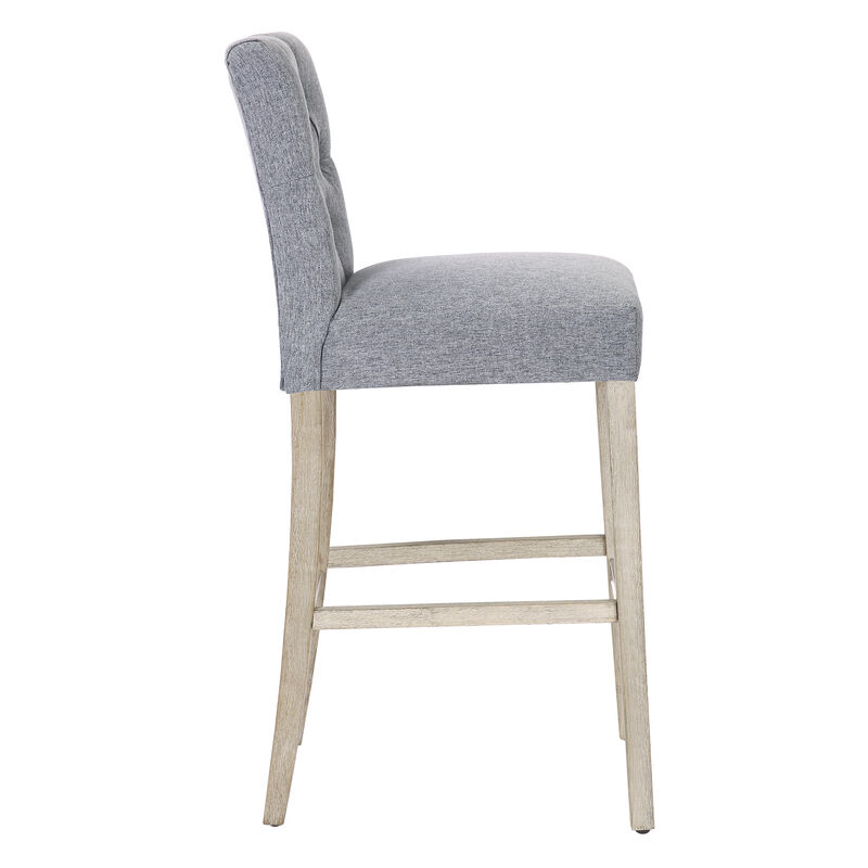 WestinTrends 29" Linen Fabric Tufted Upholstered Bar Stool, Antique Grey
