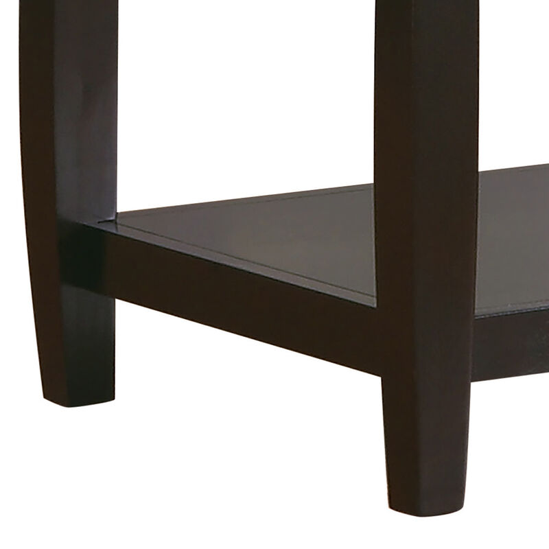 Contemporary Style Solid Wood End Table With Slightly Rounded Shape, Dark Brown-Benzara