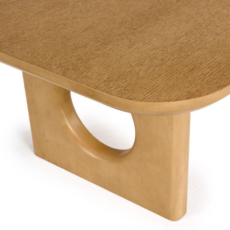 Noe Ohan 50 Inch Coffee Table, Rectangular, Light Brown Solid Rubberwood - Benzara