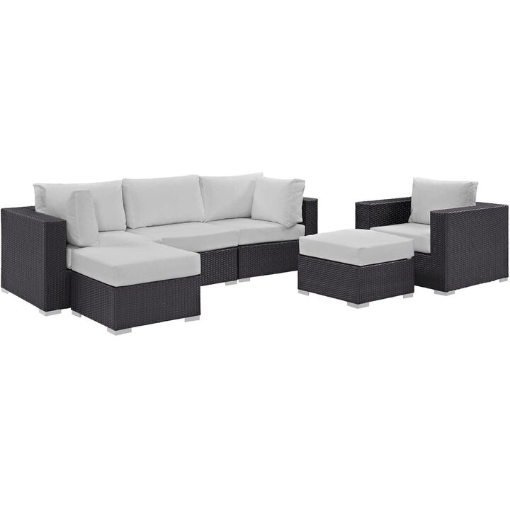 Convene 6 Piece Outdoor Patio Sectional Set - Espresso White