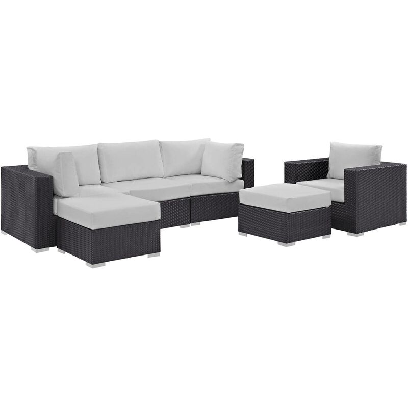Convene 6 Piece Outdoor Patio Sectional Set - Espresso White