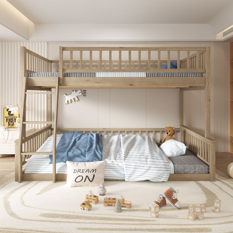 Merax Full XL over Queen Bunk Bed with Ladder and Guardrails