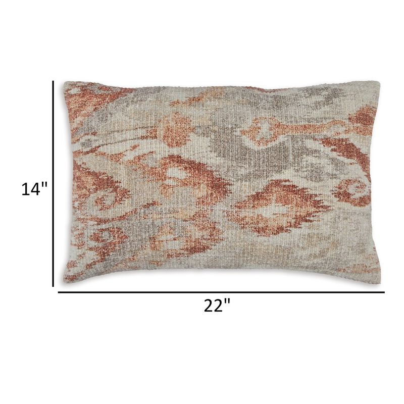 Vear 14 x 22 Lumbar Accent Pillow Set of 4, Woven Ikat Design, Brown, Ivory -