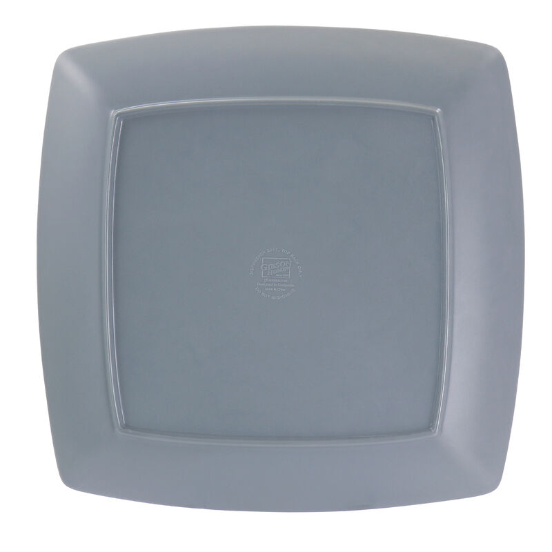 Gibson Home 12 Piece Grayson Melamine Square Dinnerware Set in Gray