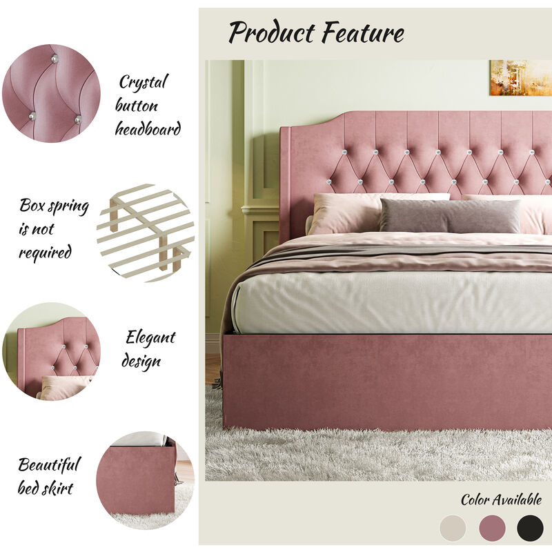 Merax Tufted Upholstered Platform Bed Frame with Headboard