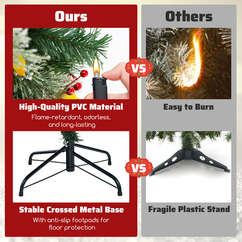 Pre-Lit Artificial Christmas Tree with PVC and Pine Needles