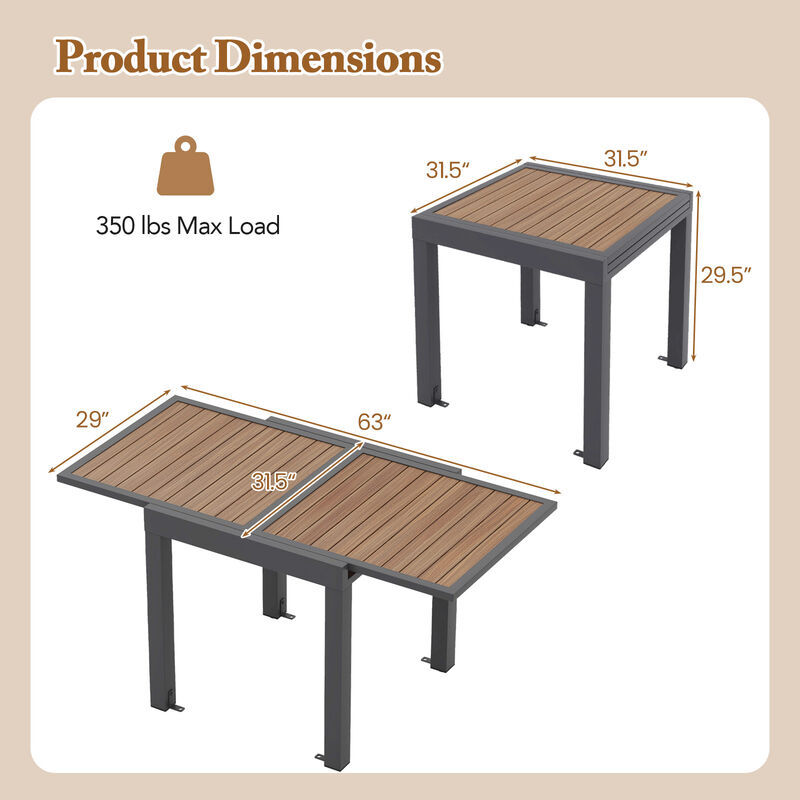 Extendable Patio Dining Table – Outdoor Table with Adjustable Length for Dining and Entertaining
