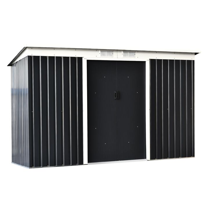 Gray Garden Vault: 9'x4.5'x5.5' Rust-Resistant Metal Storage Shed