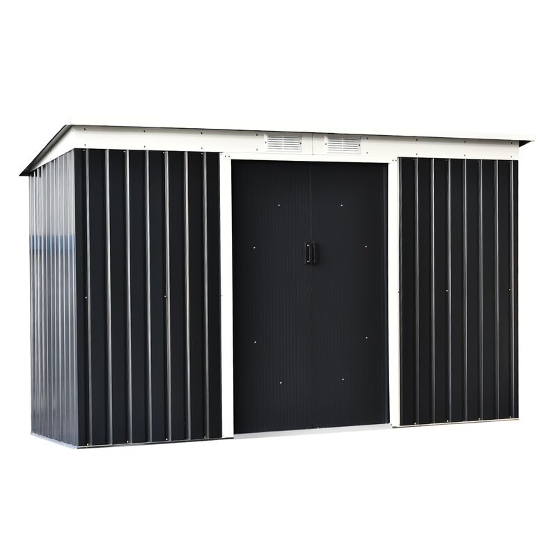 Gray Garden Vault: 9'x4.5'x5.5' Rust-Resistant Metal Storage Shed