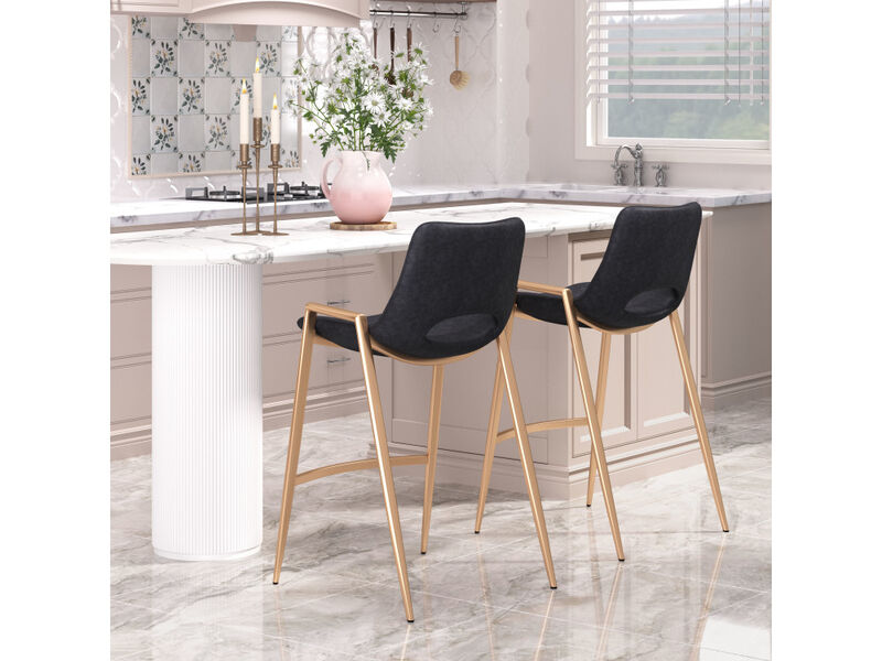 Desi Counter Stool (Set of 2) Black & Gold