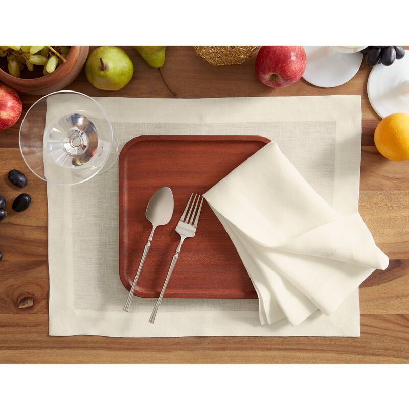 Solino Home 100% Pure Linen Placemats  Set of 6, 14 x 19 Inch | Sonoma