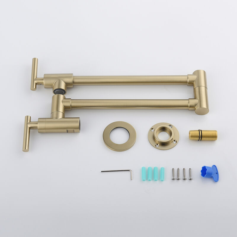 Wall-Mounted Pot Filler Faucet Foldable Kitchen Stove Faucet with Dual Joint Swing Arm