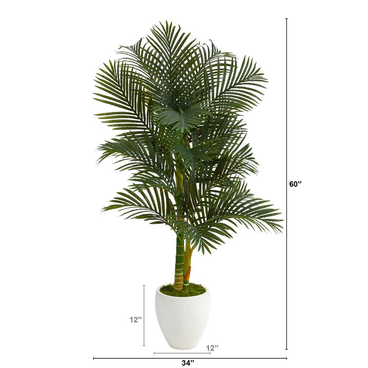 Hivvago 5 Feet Paradise Palm Artificial Tree in White Planter