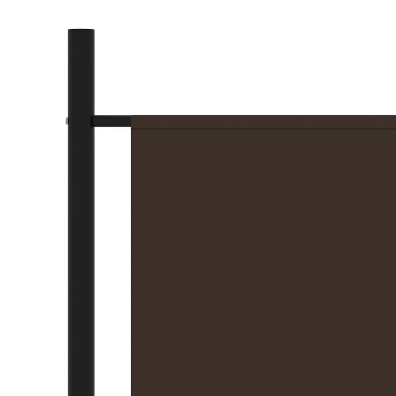Dina 3 Panel Room Divider Screen, Brown Fabric, Black Iron, 102 Inch - Benzara