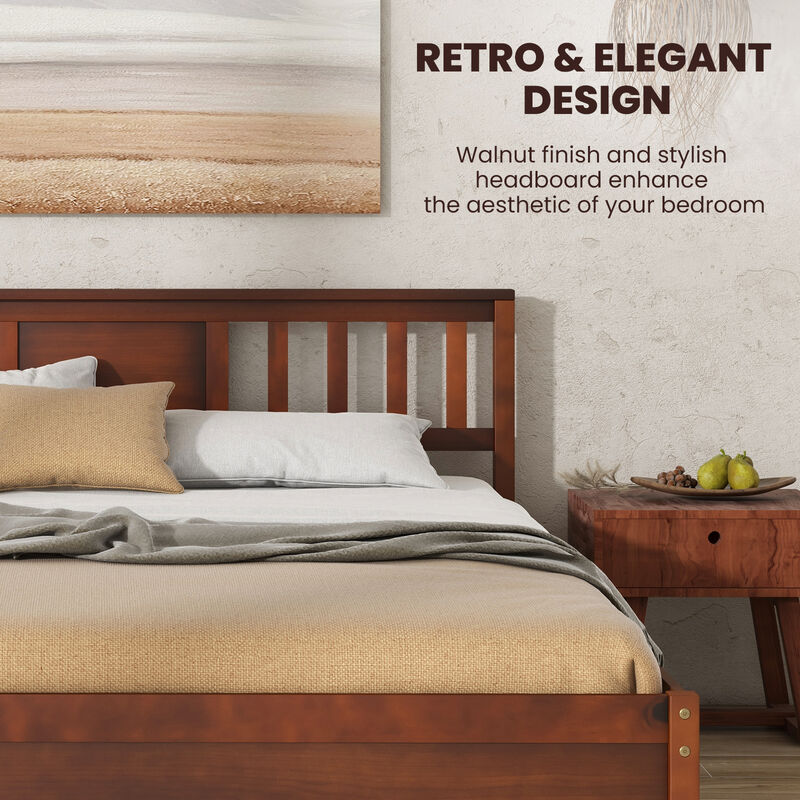 Wooden Platform Bed with Headboard and Slat Support, Sturdy Frame for a Comfortable and Stylish Bedroom