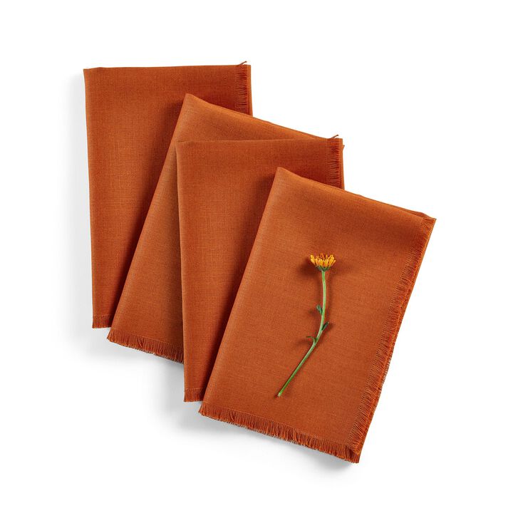 Solino Home 100% Pure Linen Cloth Napkins 20 x 20 Inch Set of 4 | Fringe Dinner Napkins