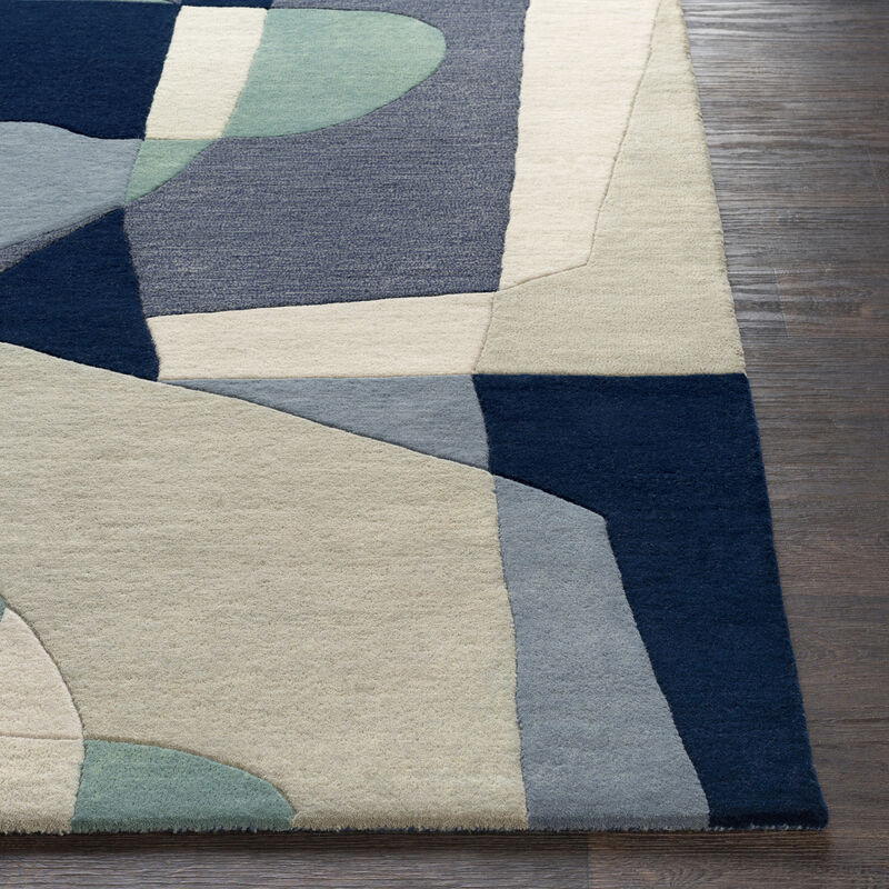 Forum FM-7195 6' x 9' Kidney Blue Rug