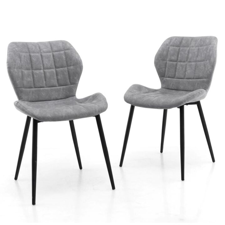 Hivvago Dining Chairs Set of 2 with Padded Back, Metal Legs and Adjustable Foot Pads