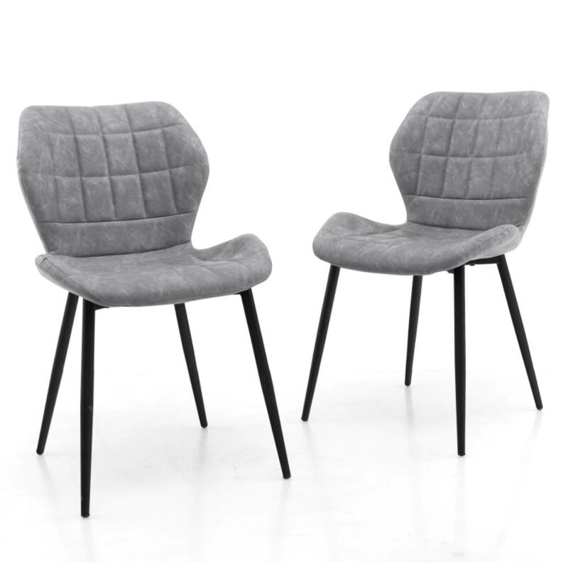 Hivvago Dining Chairs Set of 2 with Padded Back, Metal Legs and Adjustable Foot Pads