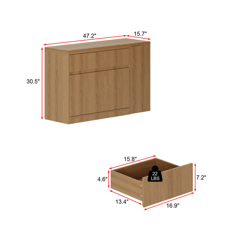 FUFU&GAGA Modern Kitchen Island Table with Ample Storage, 47.2'' Wide, (47.2" W x 35.4" D x 30.5" H), Brown