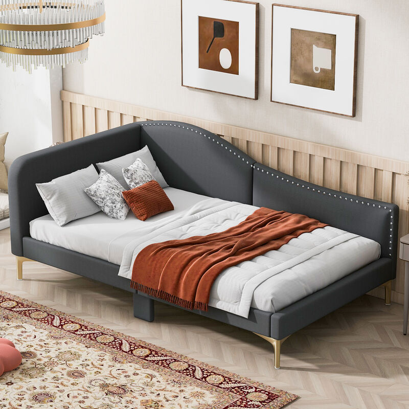 Merax Upholstered Daybed with Headboard and Armrest