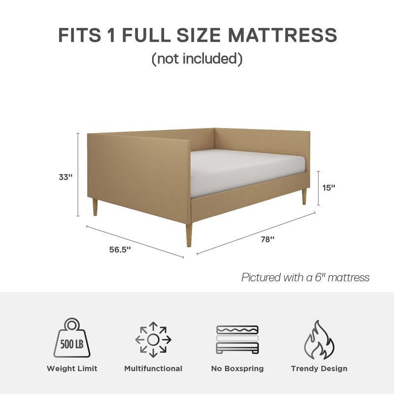 Atwater Living Francis Mid Century Daybed, Full, Tan Linen