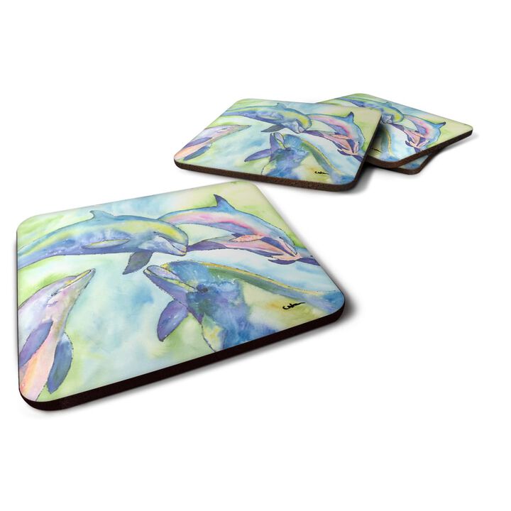 Caroline's Treasures 8548FC Dolphin Foam Coasters (Set of 4), 3.5 H x 3.5 W, Multicolor
