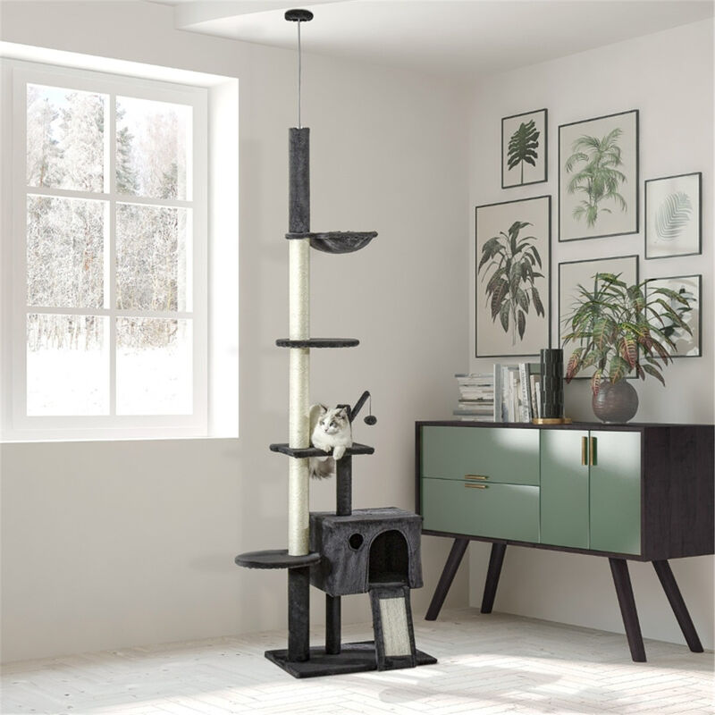 Cat Tree Multi-Level Tower with Cozy Condo, Scratching Posts, and Perches for Indoor Cats