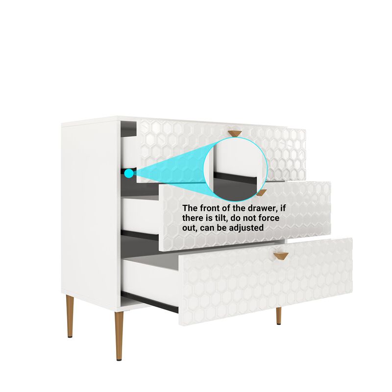 White Accent Storage Cabinet with 3-Drawer Chest