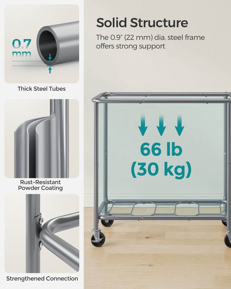 Laundry Basket with Wheels, Rolling Laundry Hamper