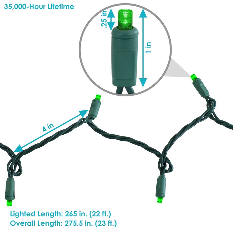 Sunnydaze 5mm Wide Angle LED Lights - 70Ct - 22'