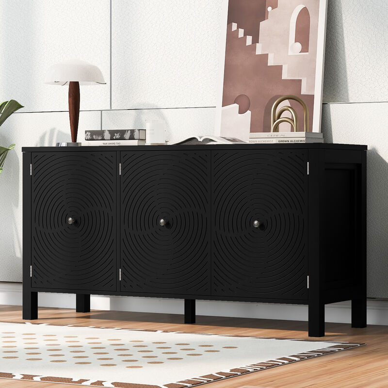Merax Sideboard Cabinet with Curved Swirl Patterned Doors