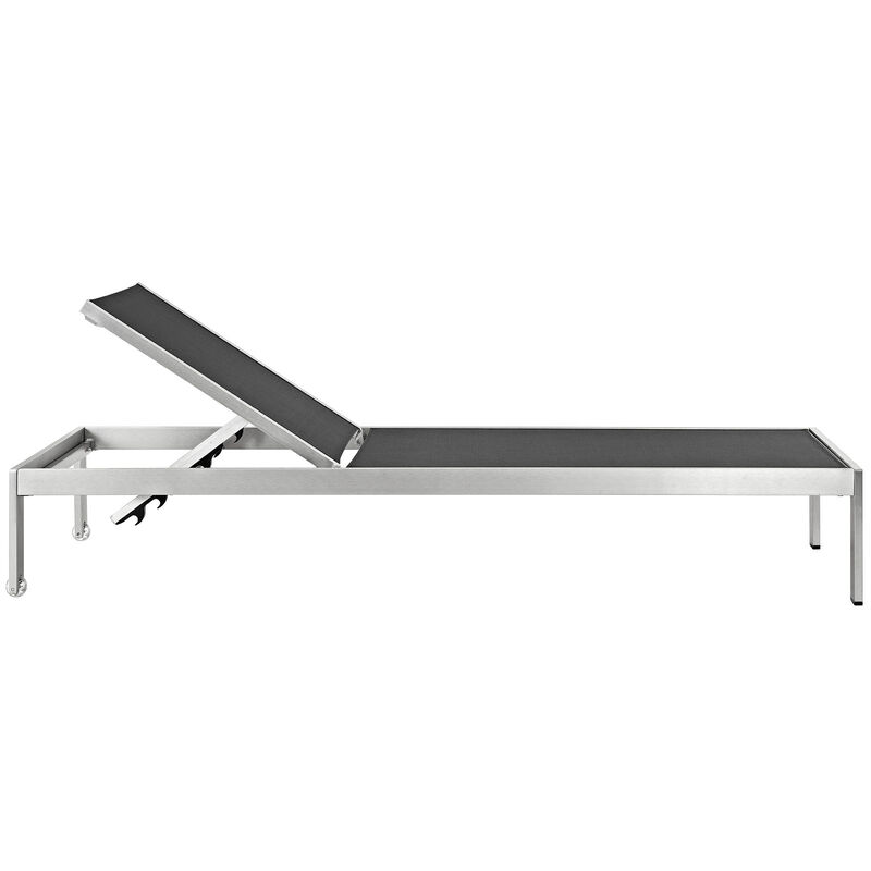 Shore 3 Piece Outdoor Patio Aluminum Set, Silver Black