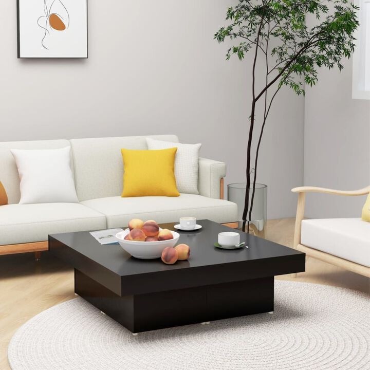 vidaXL Coffee Table Black 35.4"x35.4"x11" Chipboard