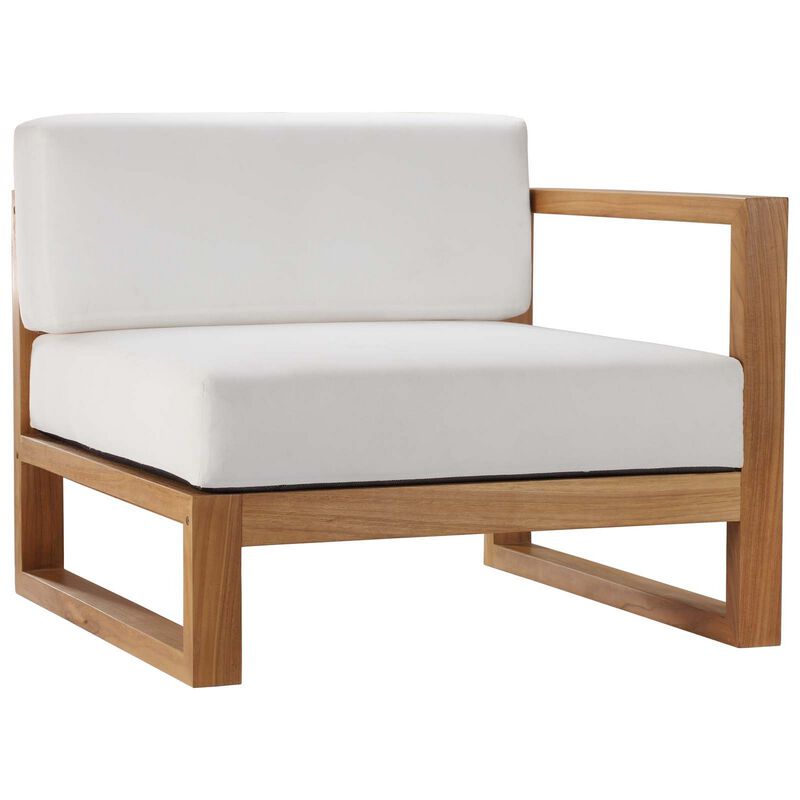 Upland Outdoor Patio Teak Wood 2-Piece Sectional Sofa Loveseat-Benzara