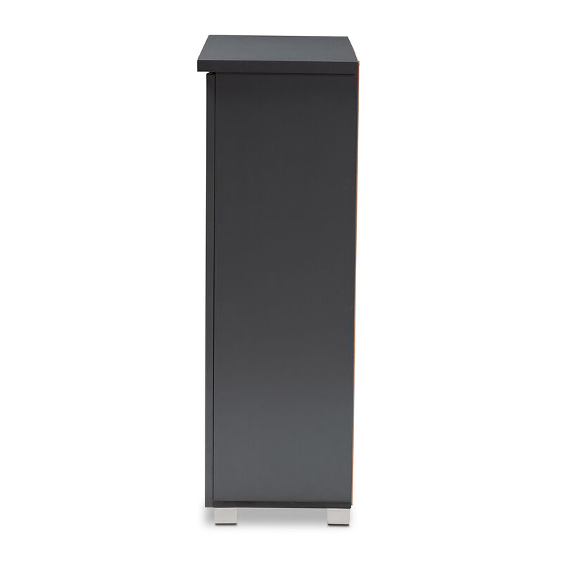 Baxton Studio Adalwin Modern Dark Gray 2 Door Wooden Entryway Shoe Storage Cabinet