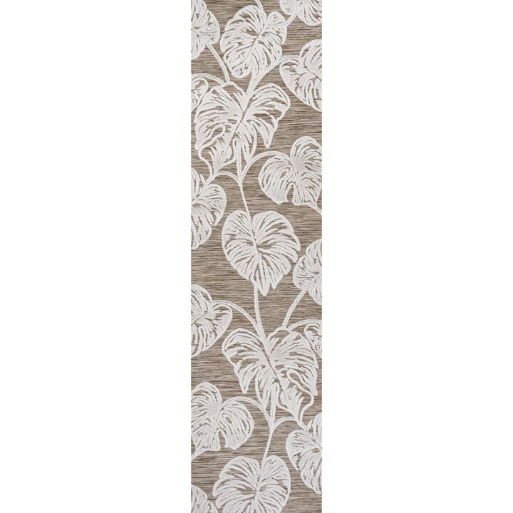 Tobago High-Low Two Tone Monstera Leaf Area Rug