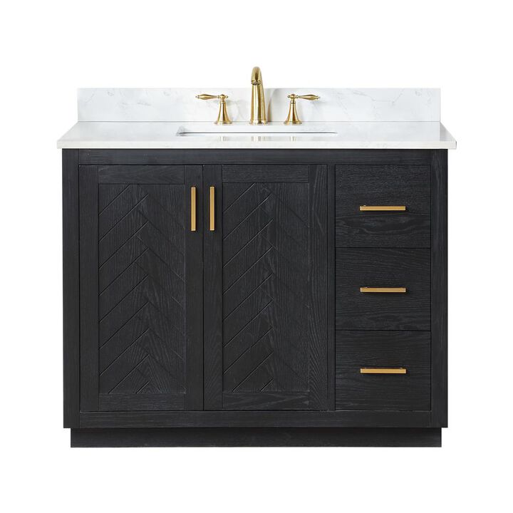 Altair 42 Single Bathroom Vanity Set in Black Oak without Mirror